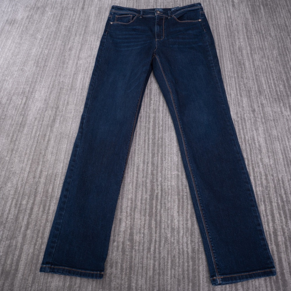 J. Jill High-Rise Straight Leg Jeans Womens 10R Dark Indigo Blue Excellent